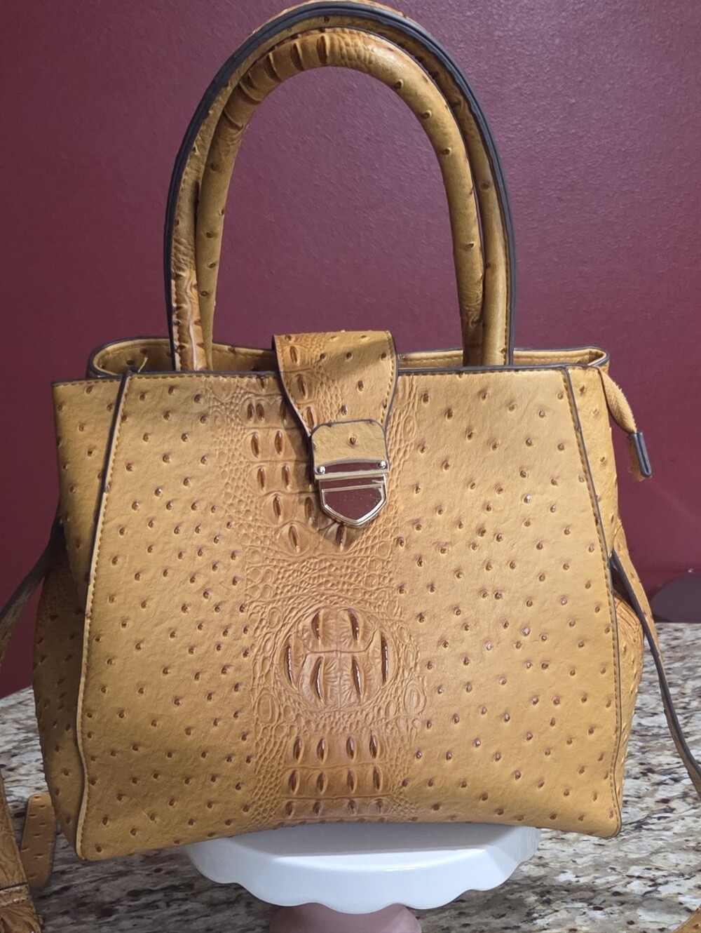 Textured Mustard Yellow Women's Top-Handle Satchel